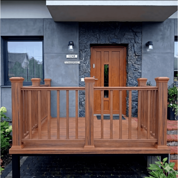 WPC Balustrade Premium Teak - 8 Baluster - 157 x 113 cm (2 Pfosten)