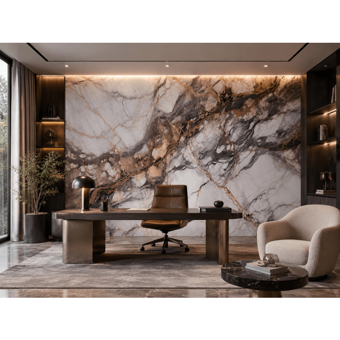 Wandpaneel XXL Breccia Kupfer Glänzend 120 x 280 cm 3 mm – 3er Satz (ABC)