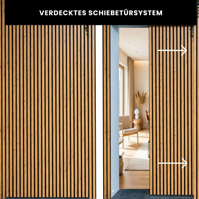 Verdecktes Schiebetürsystem 120 cm – Rechte Seite | Schwarz Verdecktes Schiebetürsystem 120 cm – Rechte Seite | Schwarz