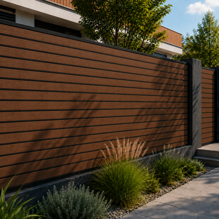 Lamellenzaunbrett DUO Premium Teak / Schwarz - 1,8 m Lamellenzaunbrett DUO Premium Teak / Schwarz - 1,8 m