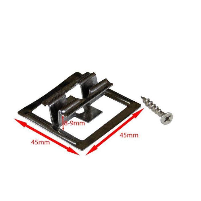 Klips montażowy ze stali nierdzewnej U11 + wkręt - 1 szt.