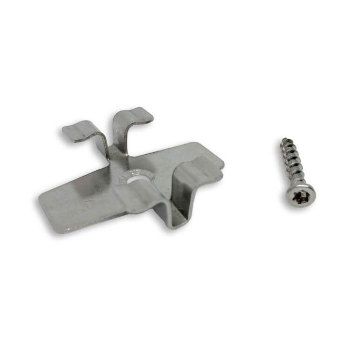 Klips montażowy ze stali nierdzewnej L-8 do deski Premium + wkręt – 100 szt.