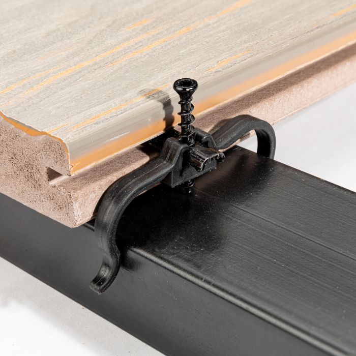 Universal Montageclip für Terrassendielen + Schraube – 50 Stk. (schwarz) Universal Montageclip für Terrassendielen + Schraube – 50 Stk. (schwarz)