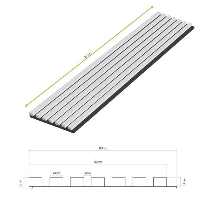 Lamele ścienne akustyczne na filcu Dąb Sonoma 2,1 x 30,5 cm – dł. 2,7 m
