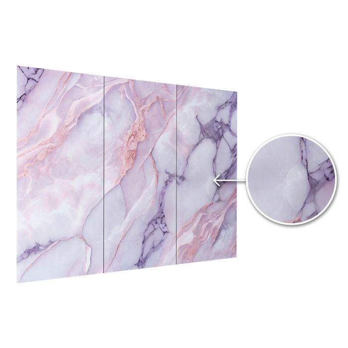 Wandpaneel XXL Statuario Rosa Glänzend 120 x 280 cm 3 mm – 3er Satz (ABC)