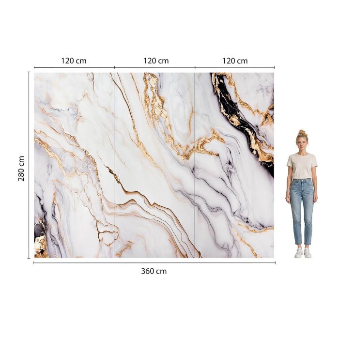 Wall Panel XXL Arabescato Gold Glänzend 120 x 280 cm 3 mm – Set of 3 (ABC) Wall Panel XXL Arabescato Gold Glänzend 120 x 280 cm 3 mm – Set of 3 (ABC)