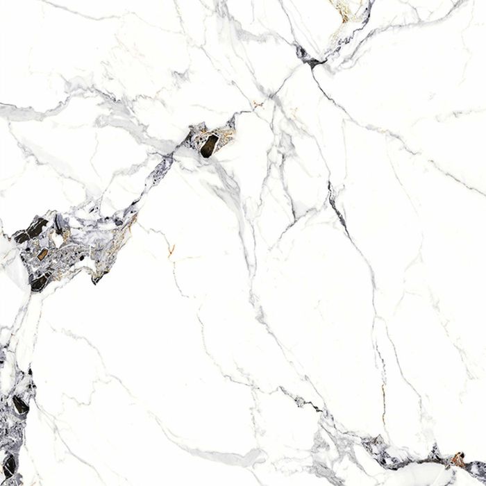 SPC Wandpaneel Marmor Carrara Weiss Glänzend 120 x 280 cm 4 mm (B)
