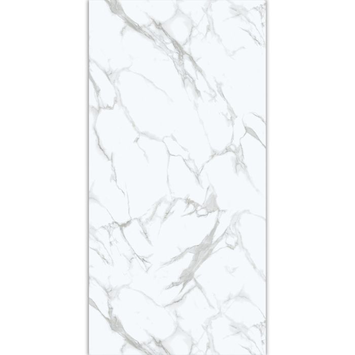 SPC-Vinylbodenpaneel Marmor Calacatta Weiß Glänzend 45 × 90 cm, 4 mm