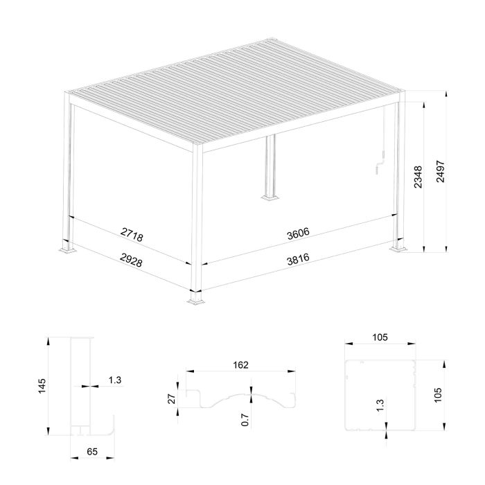 Aluminium Gartenpergola mit verstellbarem Dach Anthrazit 3 x 4 m