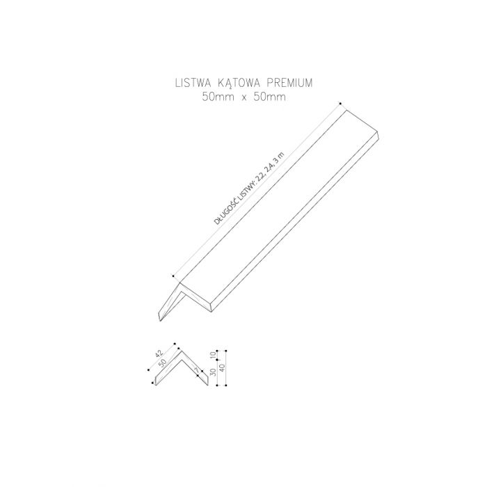 Listwa Kompozytowa Kątowa Premium Dąb Naturalny 50x50 mm – dł. 2,9 m