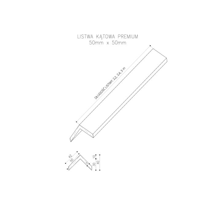 Listwa Kompozytowa Kątowa Premium Antracyt 50x50 mm – dł. 2,9 m