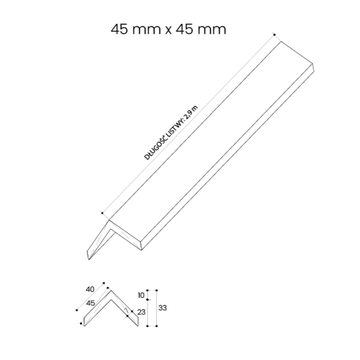 Listwa Kompozytowa Kątowa Premium Ecru 45x45 mm – dł. 2,9 m