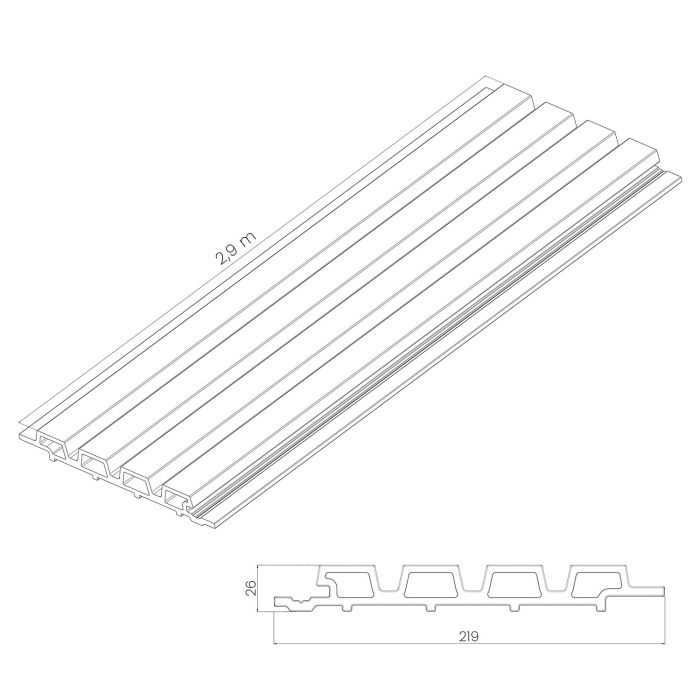 Deska Elewacyjna Kompozytowa Lamelowa Trapez Dąb Bursztynowy / Szary – dł. 2,9 m