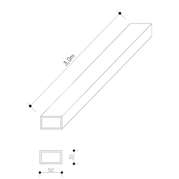 Aluminium Unterkonstruktion 50 x 30 mm – 3 m Aluminium Unterkonstruktion 50 x 30 mm – 3 m