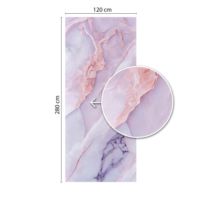 Wandpaneel XXL Statuario Rosa Glänzend 120 x 280 cm 3 mm (B)