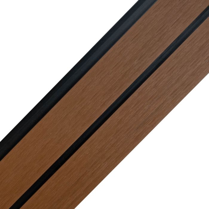 Lamellenzaunbrett DUO Premium Teak / Schwarz - 1,8 m