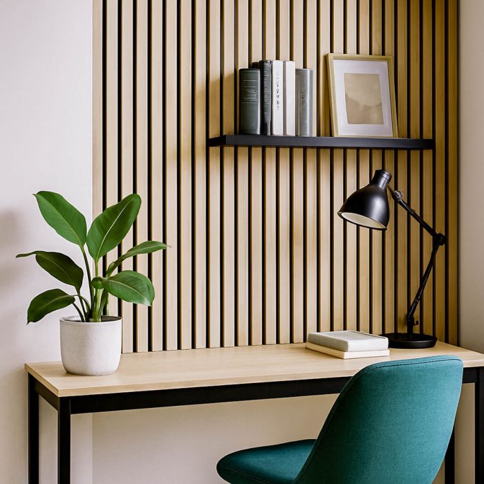 Lamele ścienne akustyczne na filcu Drewno Naturalne Fornir 2 x 32 cm – dł. 2,7 m