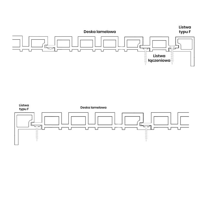WPC Lamellen Leiste Typ F Premium Goldene Eiche / Schwarz 36,5 x 49,5 mm – 2,9 m