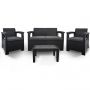 Zestaw Mebli Ogrodowych z technorattanu 4-osobowy Aura Antracyt