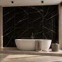 SPC Wandpaneel Marmor Marquina Schwarz Glänzend 60 x 120 cm 4 mm