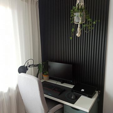 Dekorative Wandlamellen Satin Schwarz &ndash; 2,7 m