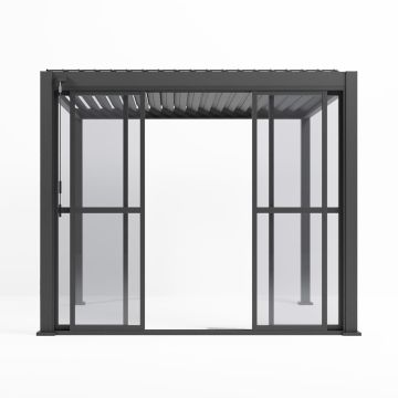 Transparente Schiebetür für Gartenpergola Anthrazit 3 m
