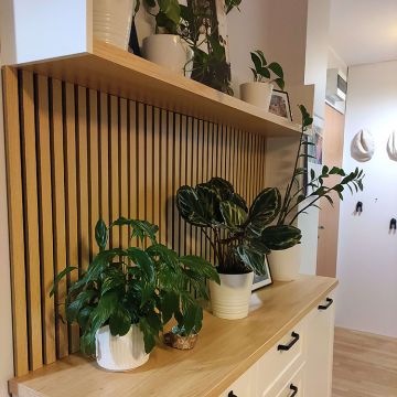 Akustikpaneel auf Filz Helle Eiche 2 x 32 cm &ndash; 2,7 m