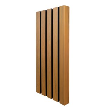 WPC Lamellen Leiste Typ F Premium Goldene Eiche / Schwarz 36,5 x 49,5 mm – 2,9 m