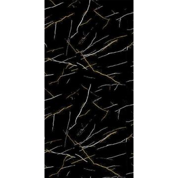 SPC Wandpaneel Marmor Marquina Schwarz Glänzend 60 x 120 cm 4 mm