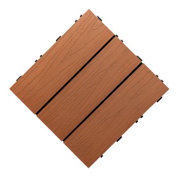 3D Solid WPC Terrassen-Klickfliese Hellbraun 30 x 30 x 2,5 cm