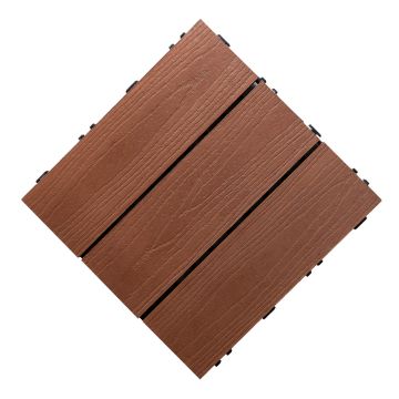 3D Solid WPC Terrassen-Klickfliese Mahagoni 30 x 30 x 2,5 cm