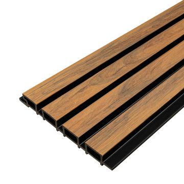 Premium WPC Fassadenlamellen Natural Eiche / Schwarz - 2,9 m