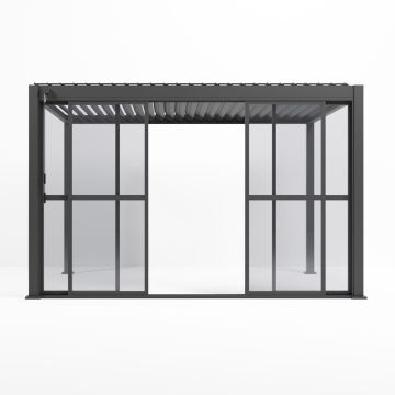 Transparente Schiebetür für Gartenpergola Anthrazit 4 m