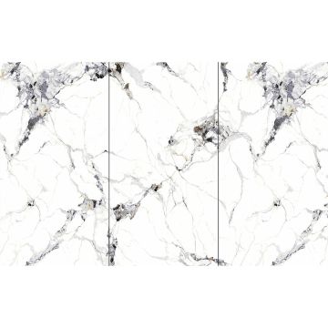 SPC Wandpaneel Marmor Carrara Weiss Glänzend 280 x 360 cm 4 mm – 3er Satz (ABC)
