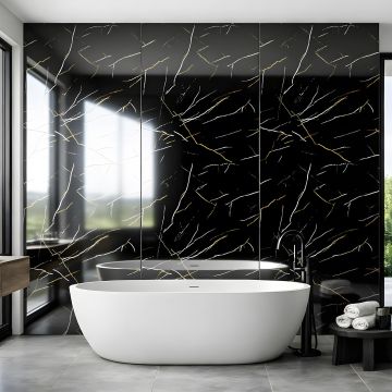 SPC WandpaneelMarmor Marquina Schwarz Glänzend 120 x 280 cm 4 mm