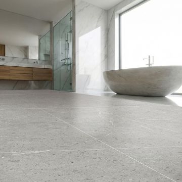 SPC-Vinylbodenpaneel Stein Limestone Grau Matt 45 × 90 cm 4 mm
