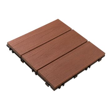 3D Solid WPC Terrassen-Klickfliese Mahagoni 30 x 30 x 2,5 cm