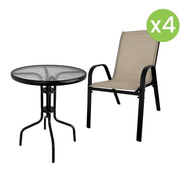 Garten-Set Terra Beige – 4 Stühle + Tisch