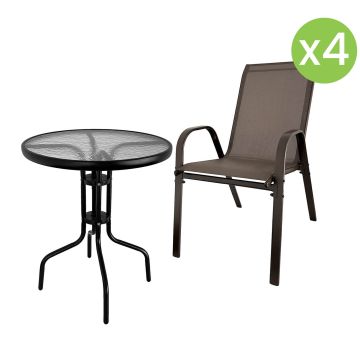 Garten-Set Terra Braun – 4 Stühle + Tisch