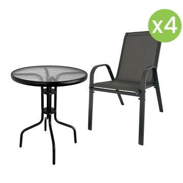 Garten-Set Terra Grau – 4 Stühle + Tisch