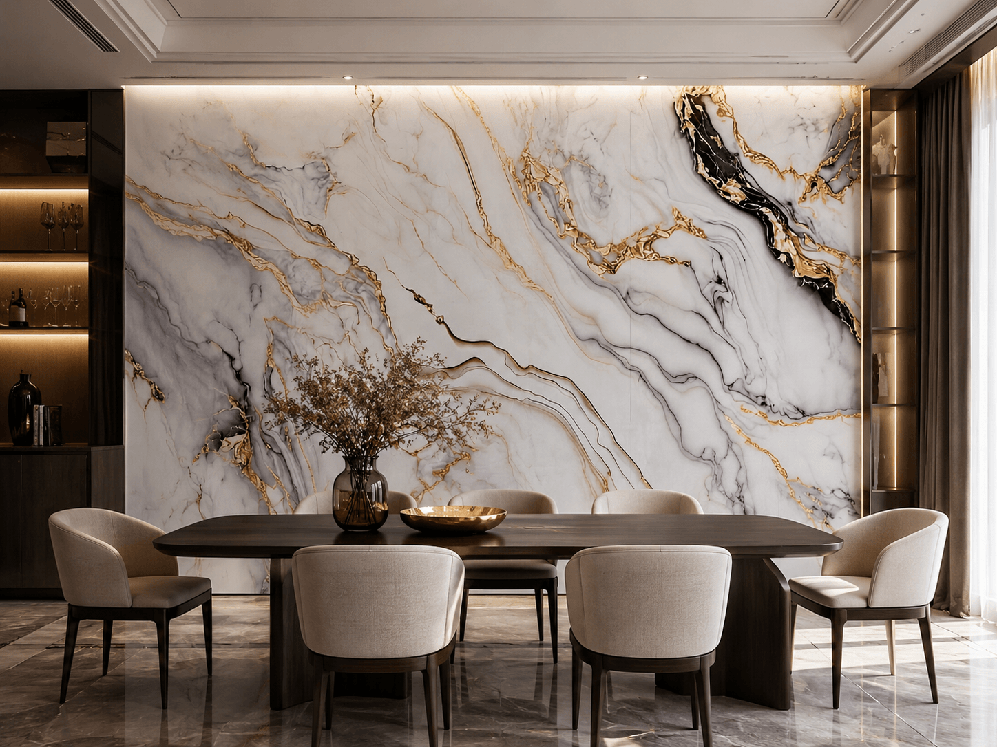 Wall Panel XXL Arabescato Gold Glänzend 120 x 280 cm 3 mm – Set of 3 (ABC) Wall Panel XXL Arabescato Gold Glänzend 120 x 280 cm 3 mm – Set of 3 (ABC)