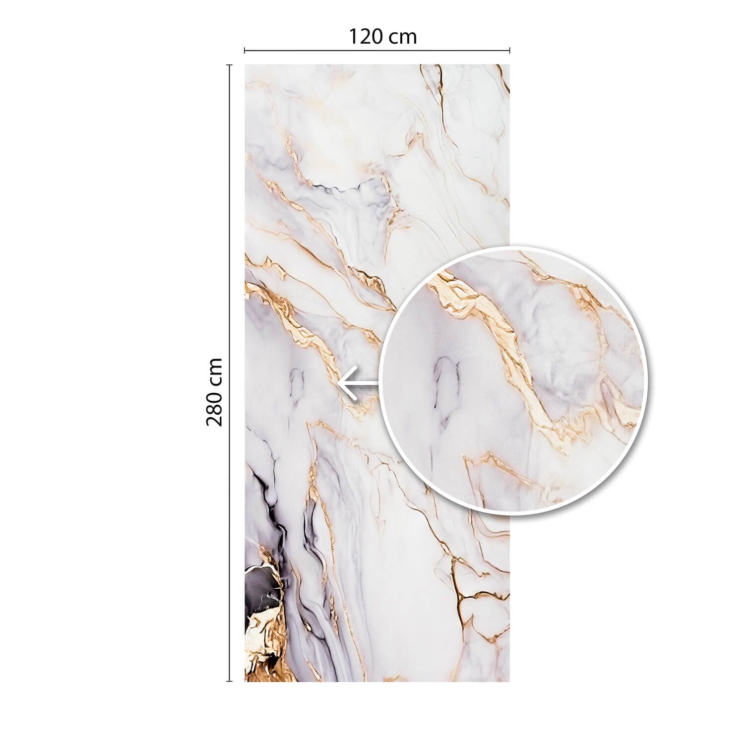 Wandpaneel XXL Arabescato Gold Glänzend 120 x 280 cm 3 mm (A)