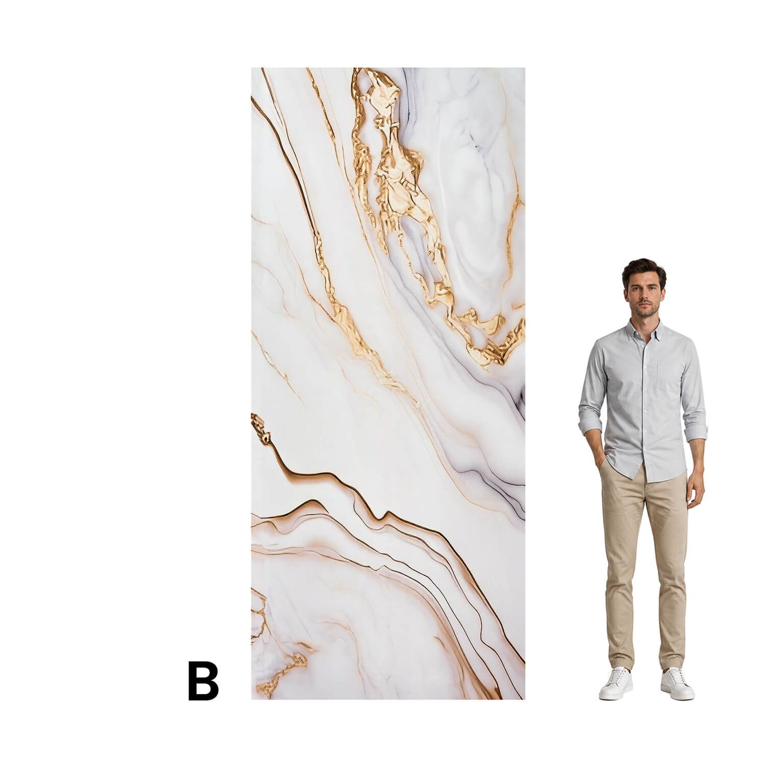 Wandpaneel XXL Arabescato Gold Glänzend 120 x 280 cm 3 mm (B)