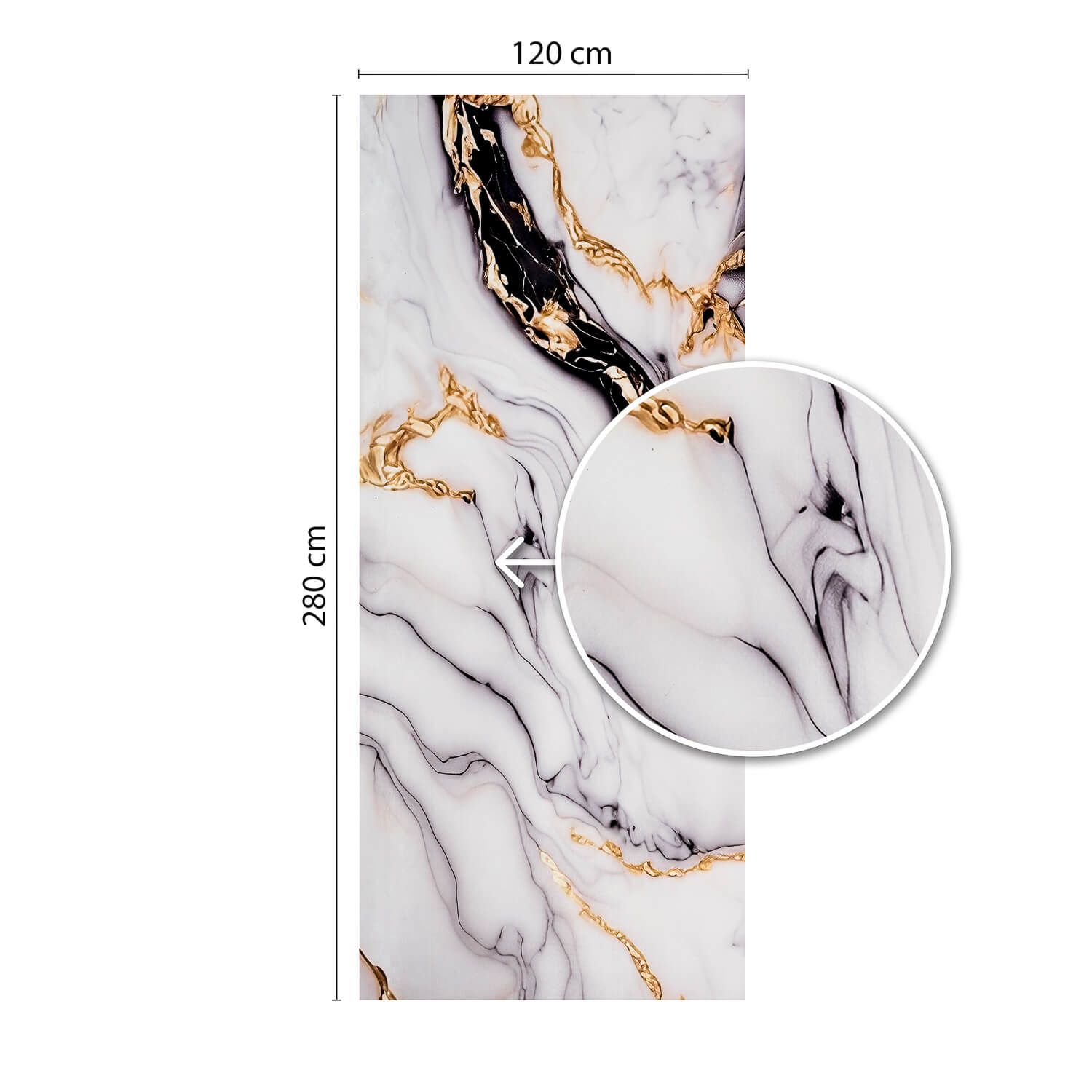 Wandpaneel XXL Arabescato Gold Glänzend 120 x 280 cm 3 mm (C)