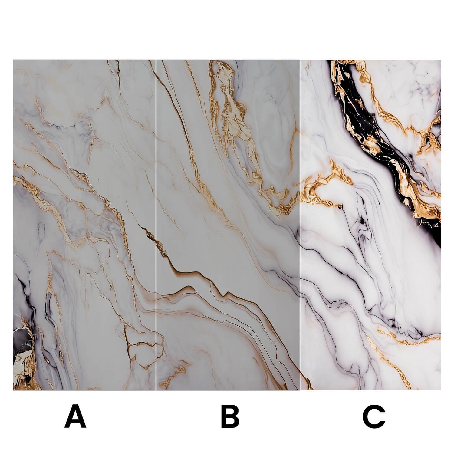 Wandpaneel XXL Arabescato Gold Glänzend 120 x 280 cm 3 mm (C)