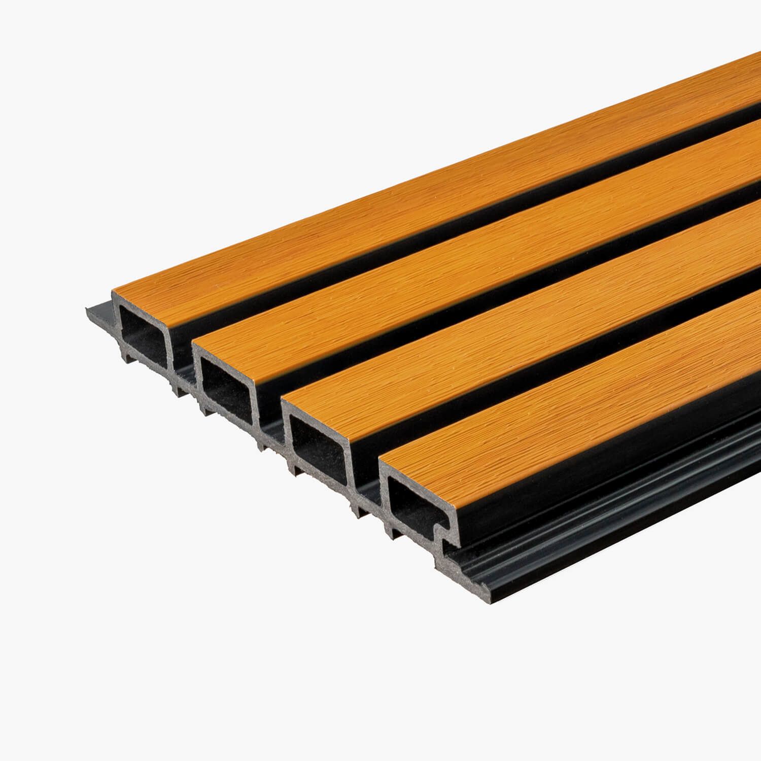 Premium WPC Fassadenlamellen Bernstein Eiche / Schwarz - 2,9 m