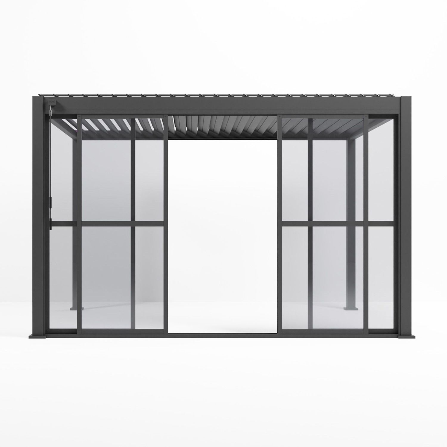 Transparente Schiebetür für Gartenpergola Anthrazit 4 m