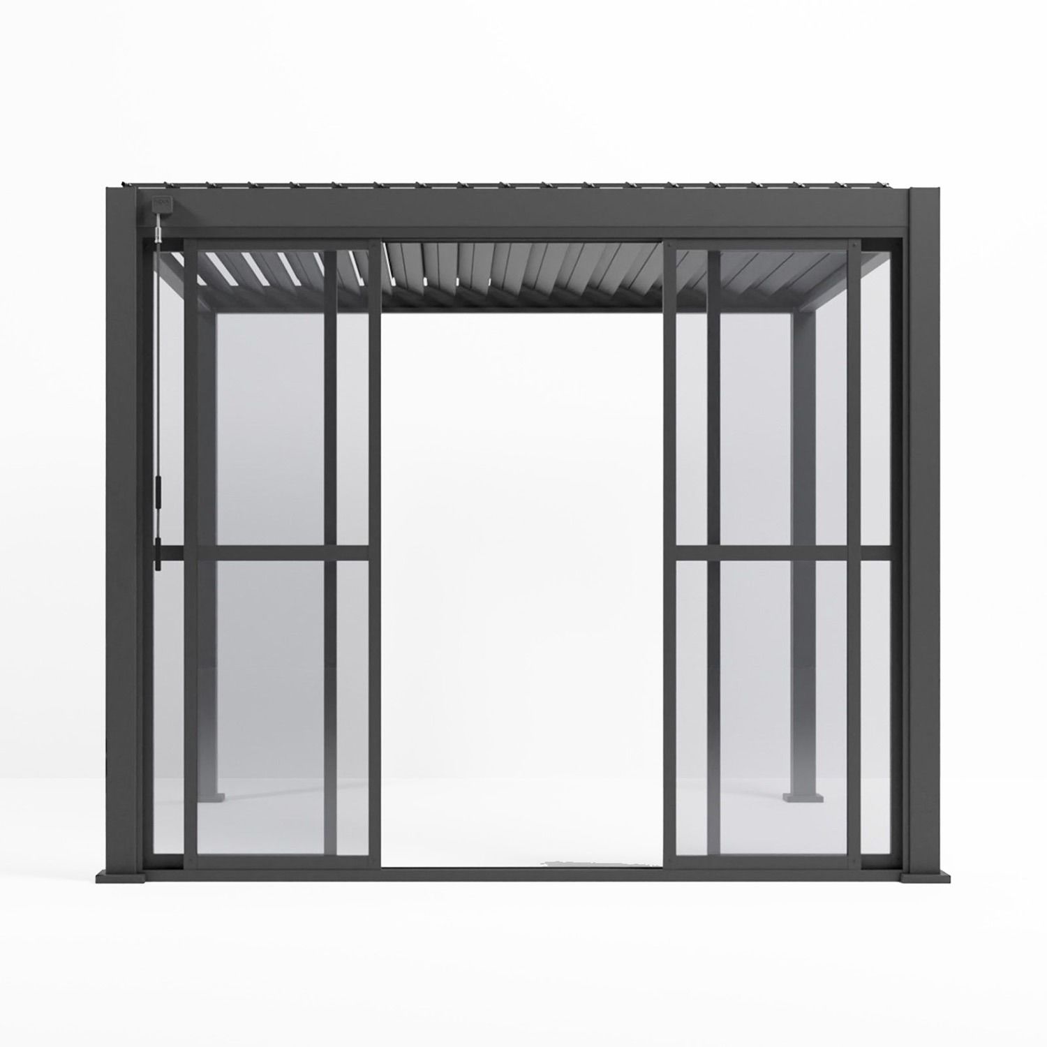 Transparente Schiebetür für Gartenpergola Anthrazit 3 m