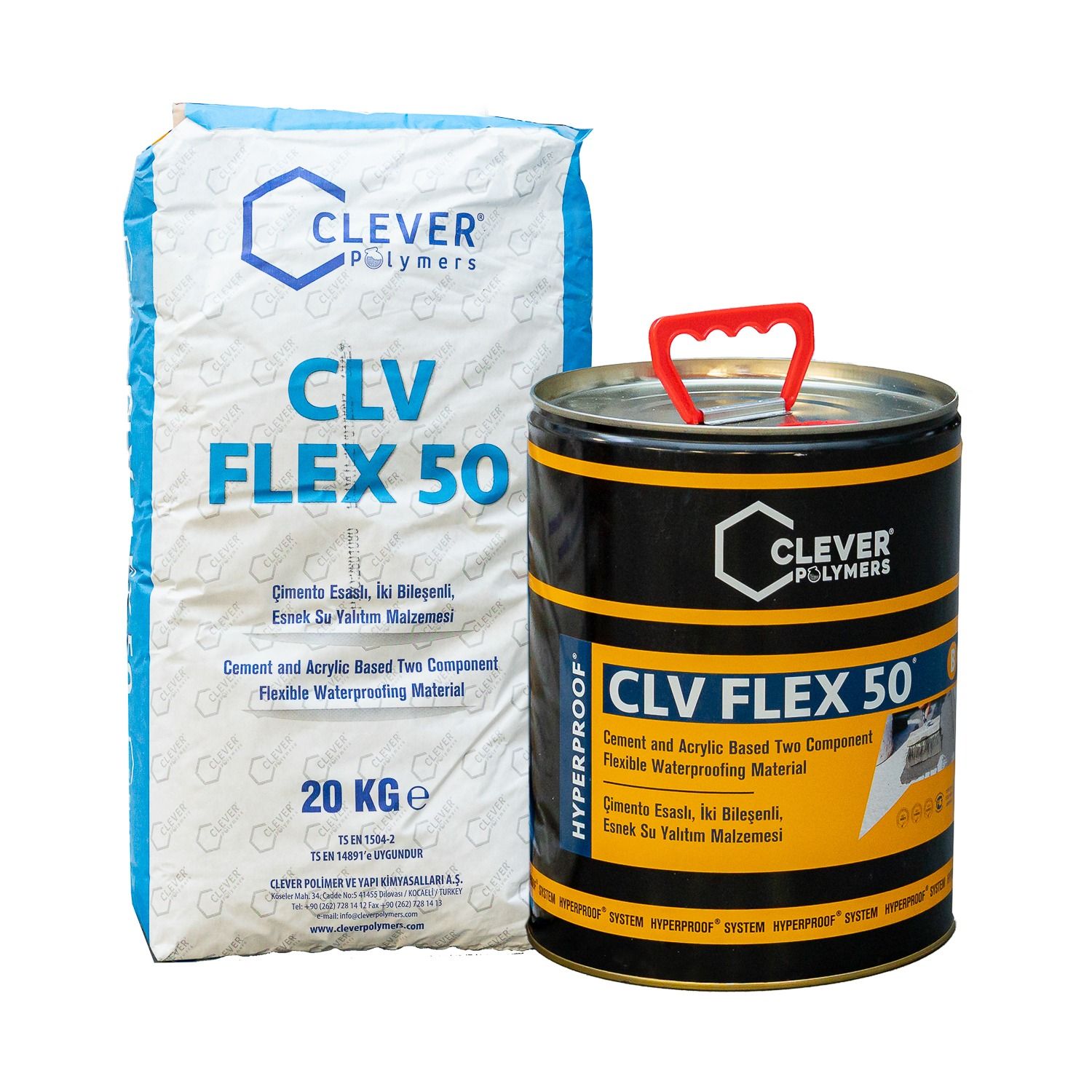 2K-Polymer-Abdichtung CLEVER CLV FLEX 50 – 20 kg + 4 l 2K-Polymer-Abdichtung CLEVER CLV FLEX 50 – 20 kg + 4 l