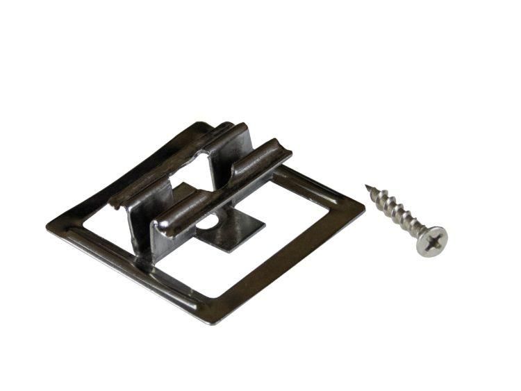 Klips montażowy ze stali nierdzewnej U11 + wkręt - 1 szt.